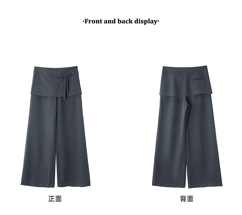 蝴蝶結設計感假兩件西裝褲